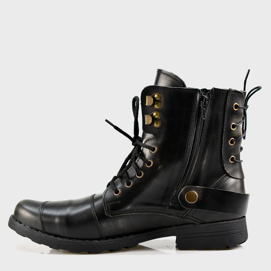 Motocyklové boty All Ride Chad Černé BS – ručně šité boty z italské kůže | KarolShoes
