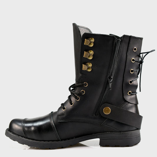 Motocyklové boty All Ride Sonny – ručně šité černé boty z italské kůže | KarolShoes