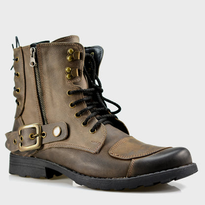 Brown Leather Men’s Motorcycle Boots – Chad | KarolShoes