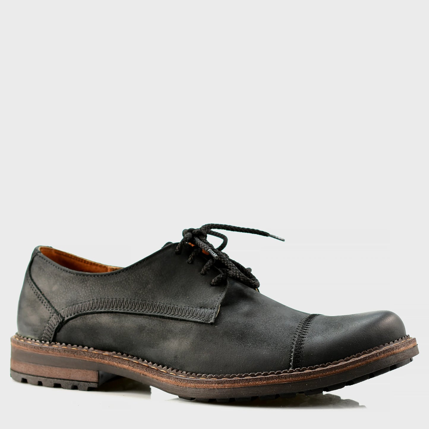 Pánské kožené derby polobotky Mauro – ručně šité | KarolShoes