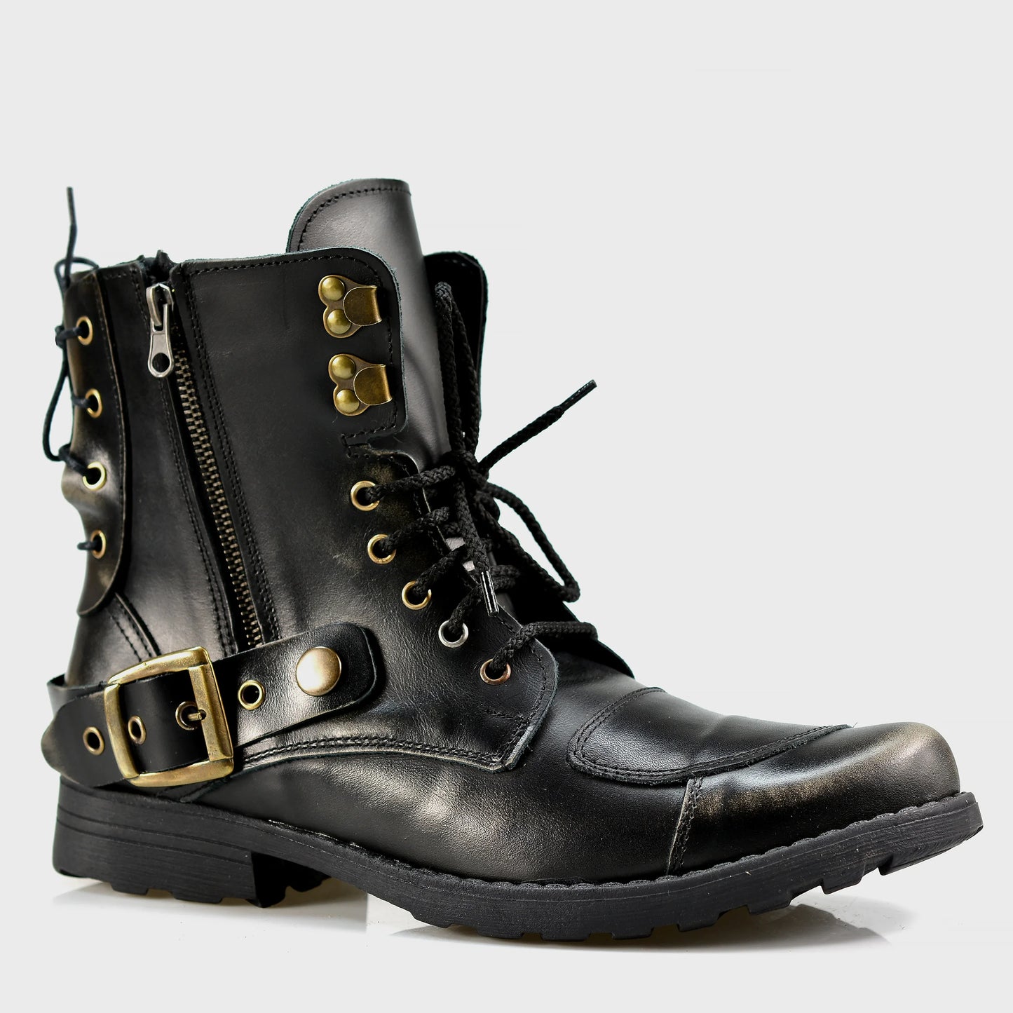 Motocyklové boty All Ride Chad Černé BS – ručně šité boty z italské kůže | KarolShoes