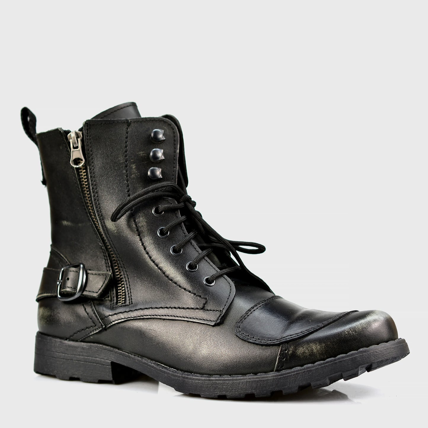 Black Leather Men’s Motorcycle Boots – Jimy | KarolShoes