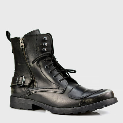 Black Leather Men’s Motorcycle Boots – Jimy | KarolShoes
