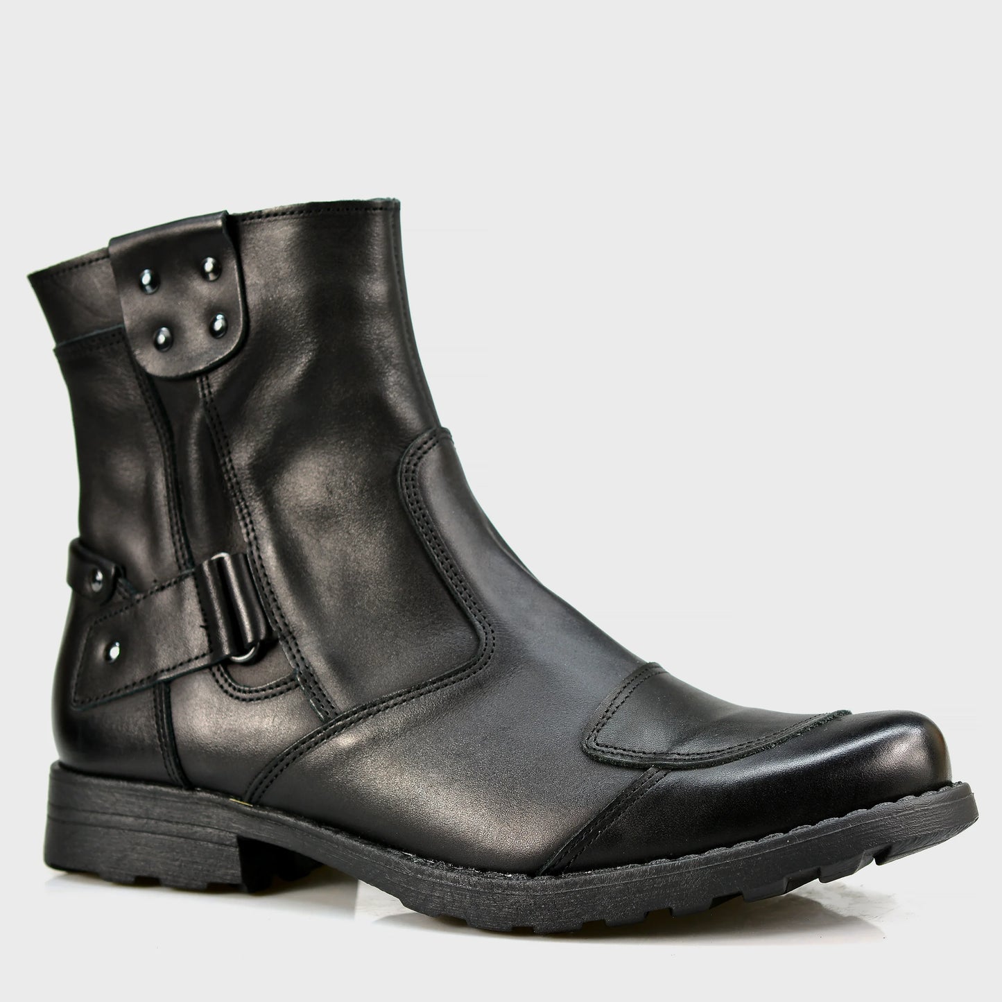 Black Leather Men’s Motorcycle Boots – Bruce | KarolShoes