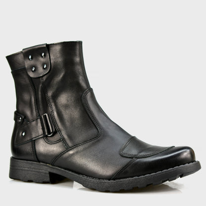 Black Leather Men’s Motorcycle Boots – Bruce | KarolShoes