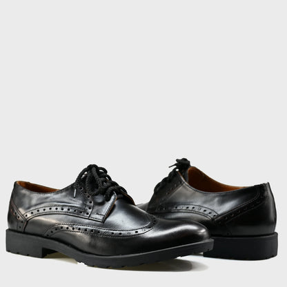 Black Leather Men’s Brogues – Hand-Stitched – Oxford Ridge | KarolShoes