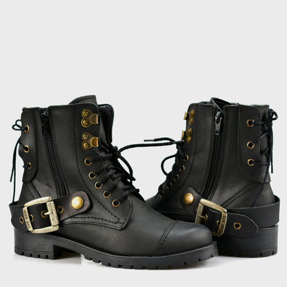 Dámské kotníkové boty Mora – ručně šité černé boty z italské kůže | KarolShoes