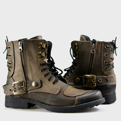 Brown Leather Men’s Motorcycle Boots – Chad | KarolShoes