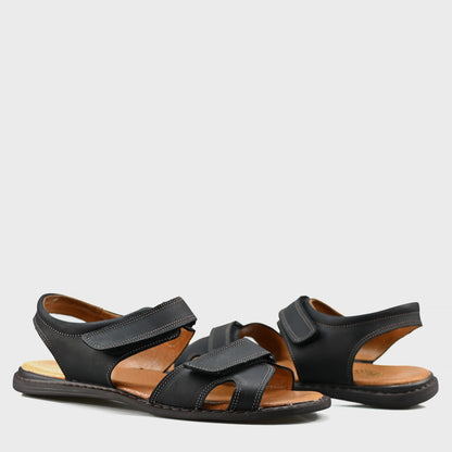 Pánské kožené sandály Lino – ručně šité černé | KarolShoes