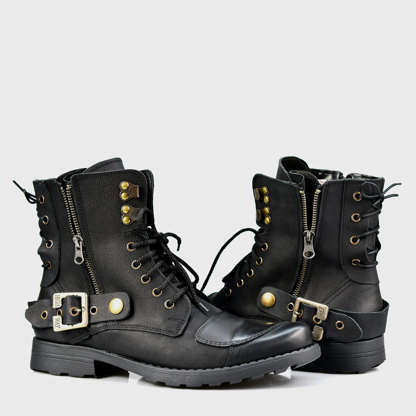 Black Leather Men’s Motorcycle Boots – Chad | KarolShoes