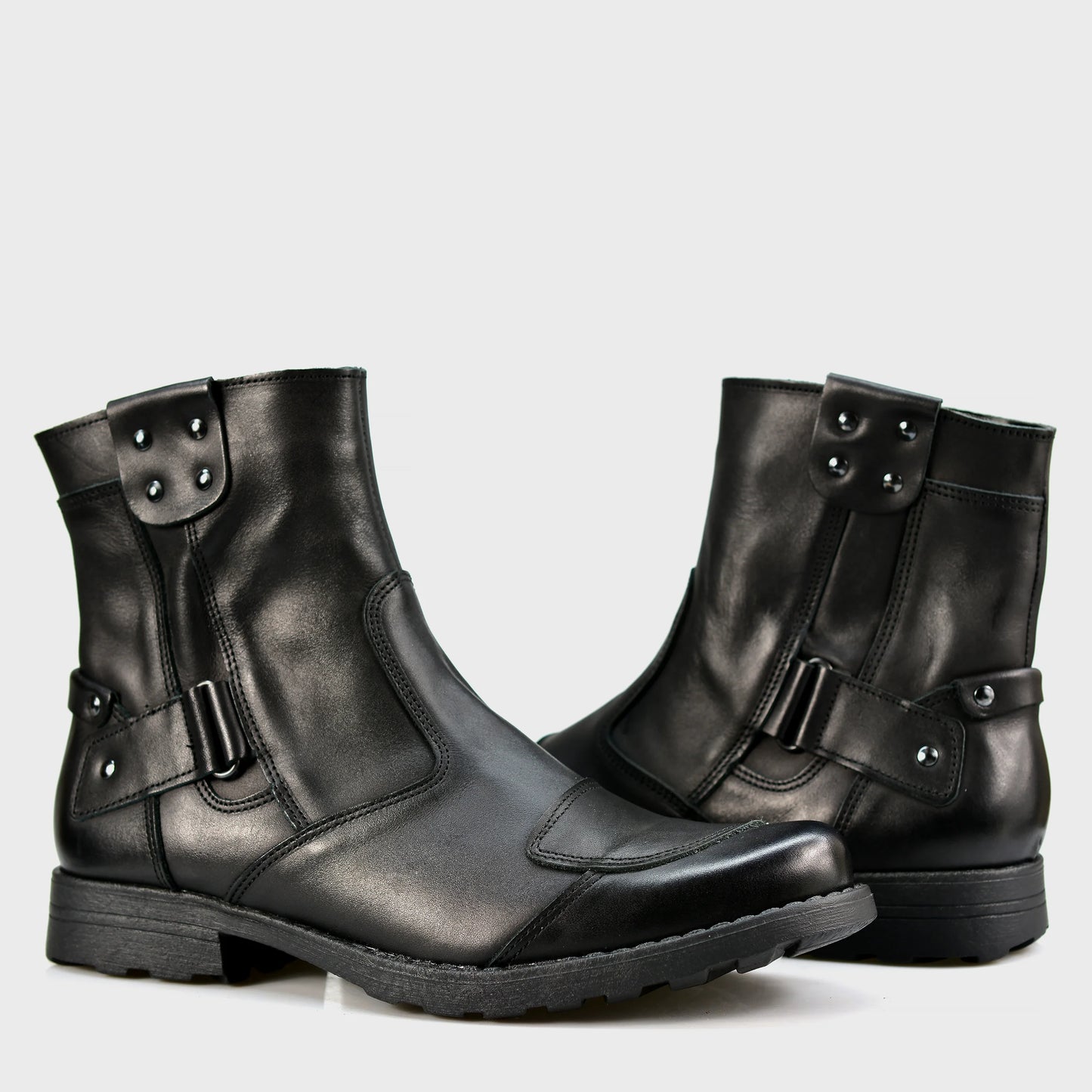 Black Leather Men’s Motorcycle Boots – Bruce | KarolShoes
