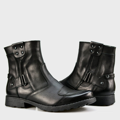 Black Leather Men’s Motorcycle Boots – Bruce | KarolShoes
