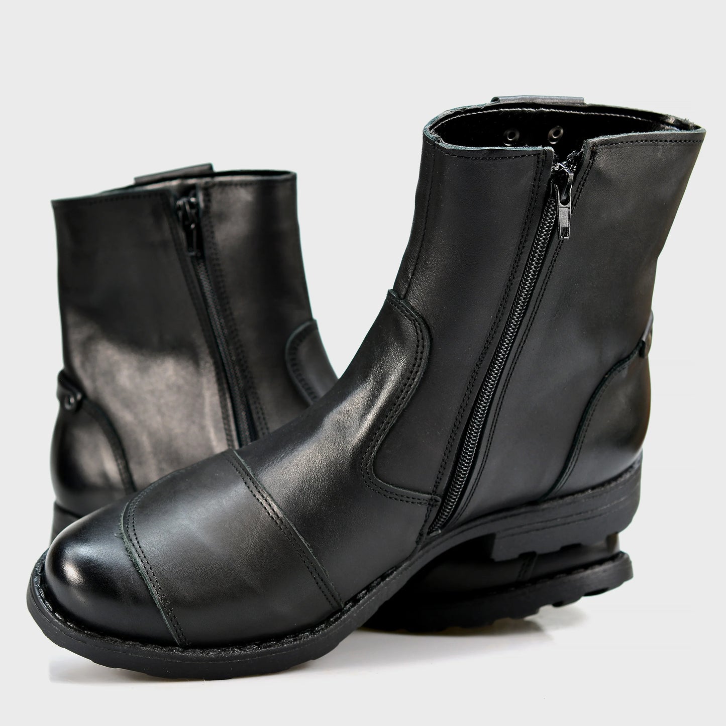 Black Leather Men’s Motorcycle Boots – Bruce | KarolShoes