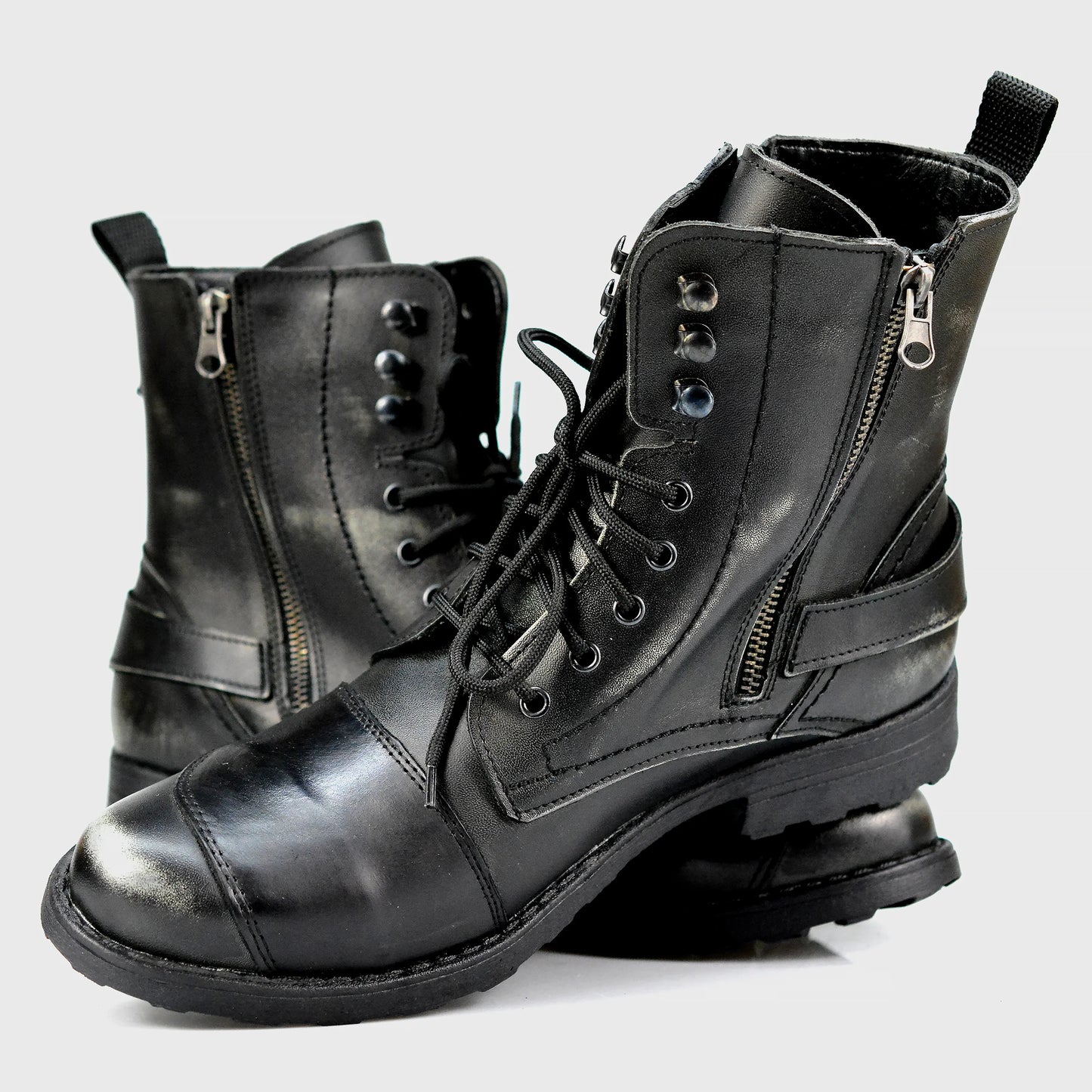 Black Leather Men’s Motorcycle Boots – Jimy | KarolShoes