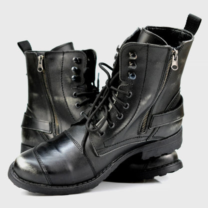 Black Leather Men’s Motorcycle Boots – Jimy | KarolShoes