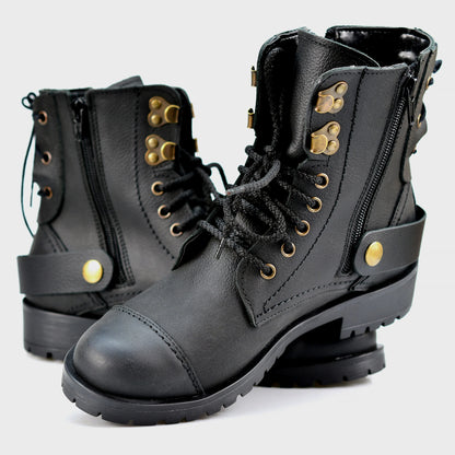 Dámské kotníkové boty Mora – ručně šité černé boty z italské kůže | KarolShoes