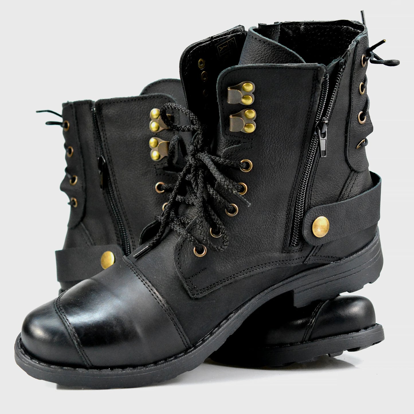 Black Leather Men’s Motorcycle Boots – Chad | KarolShoes