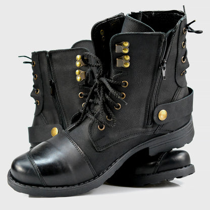 Black Leather Men’s Motorcycle Boots – Chad | KarolShoes