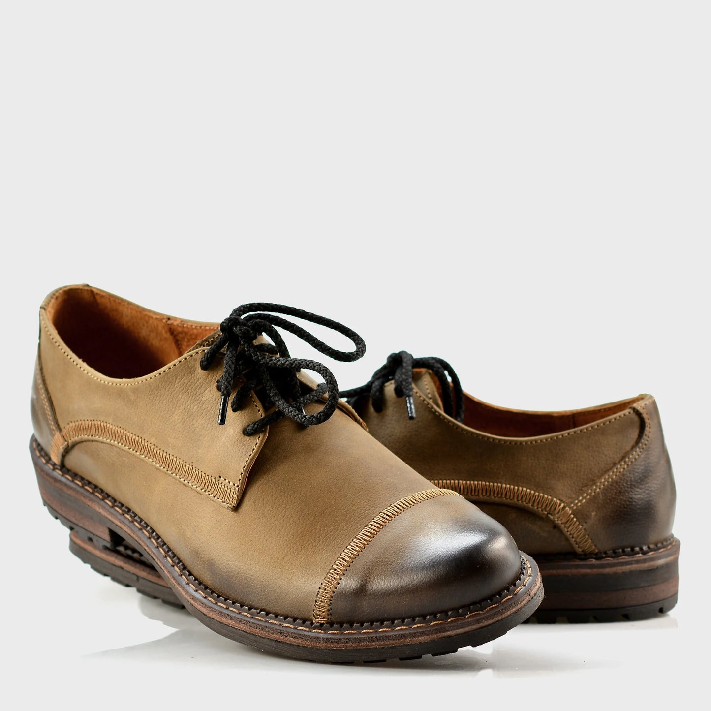 Pánské kožené derby polobotky Mauro hnědé – ručně šité | KarolShoes