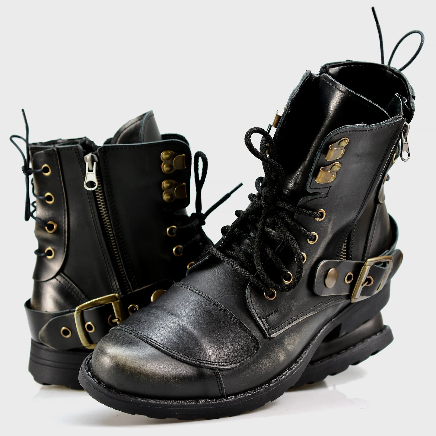 Motocyklové boty All Ride Chad Černé BS – ručně šité boty z italské kůže | KarolShoes