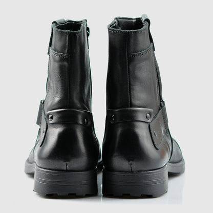 Pánské kožené boty Casual – ručně šité černé boty s páskem | KarolShoes