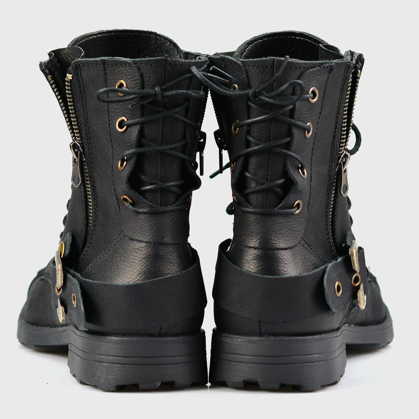 Black Leather Men’s Motorcycle Boots – Chad | KarolShoes