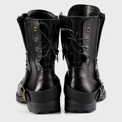 Motocyklové boty All Ride Sonny – ručně šité černé boty z italské kůže | KarolShoes