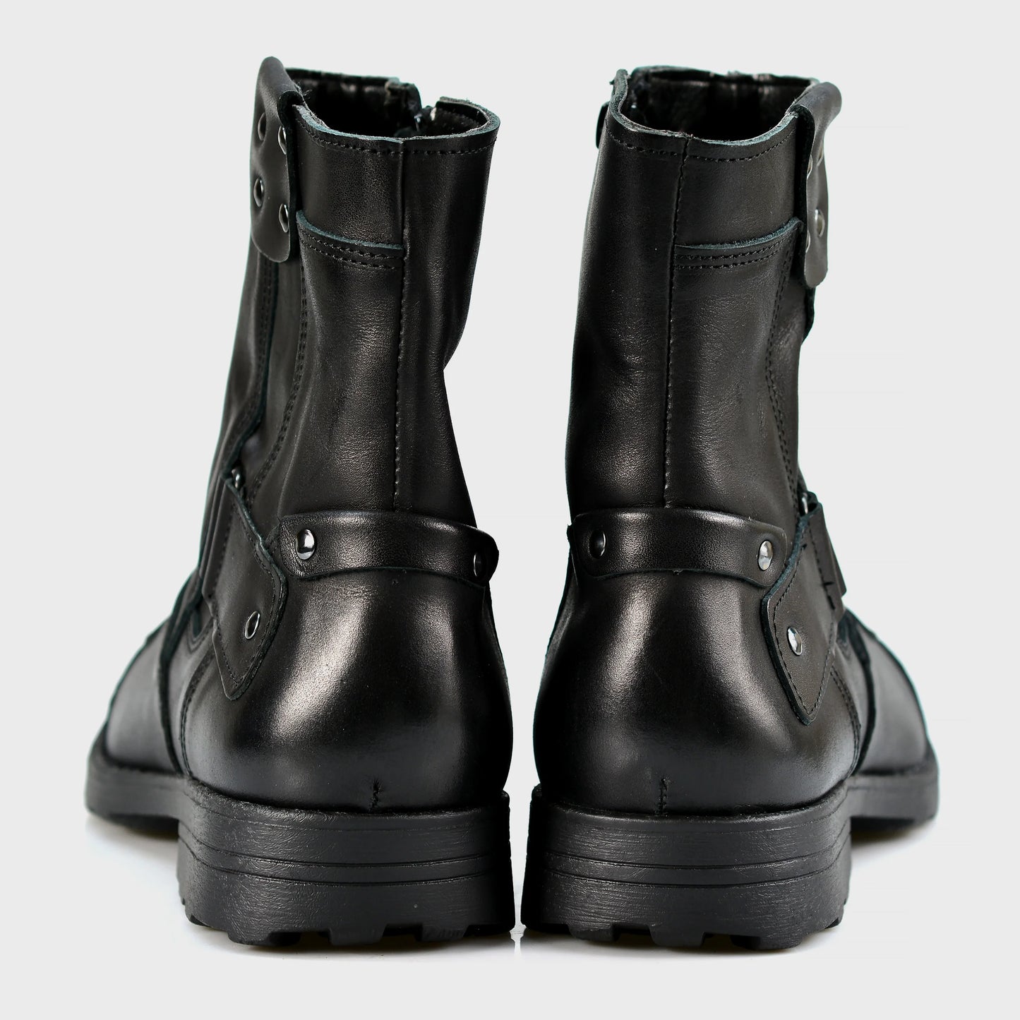 Black Leather Men’s Motorcycle Boots – Bruce | KarolShoes