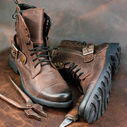 Handmade Brown Leather Men’s Boots – Maron | KarolShoes