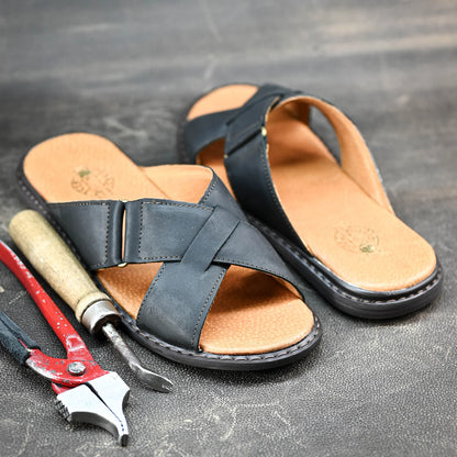 Pánské kožené pantofle Nero – ručně šité černé | KarolShoes