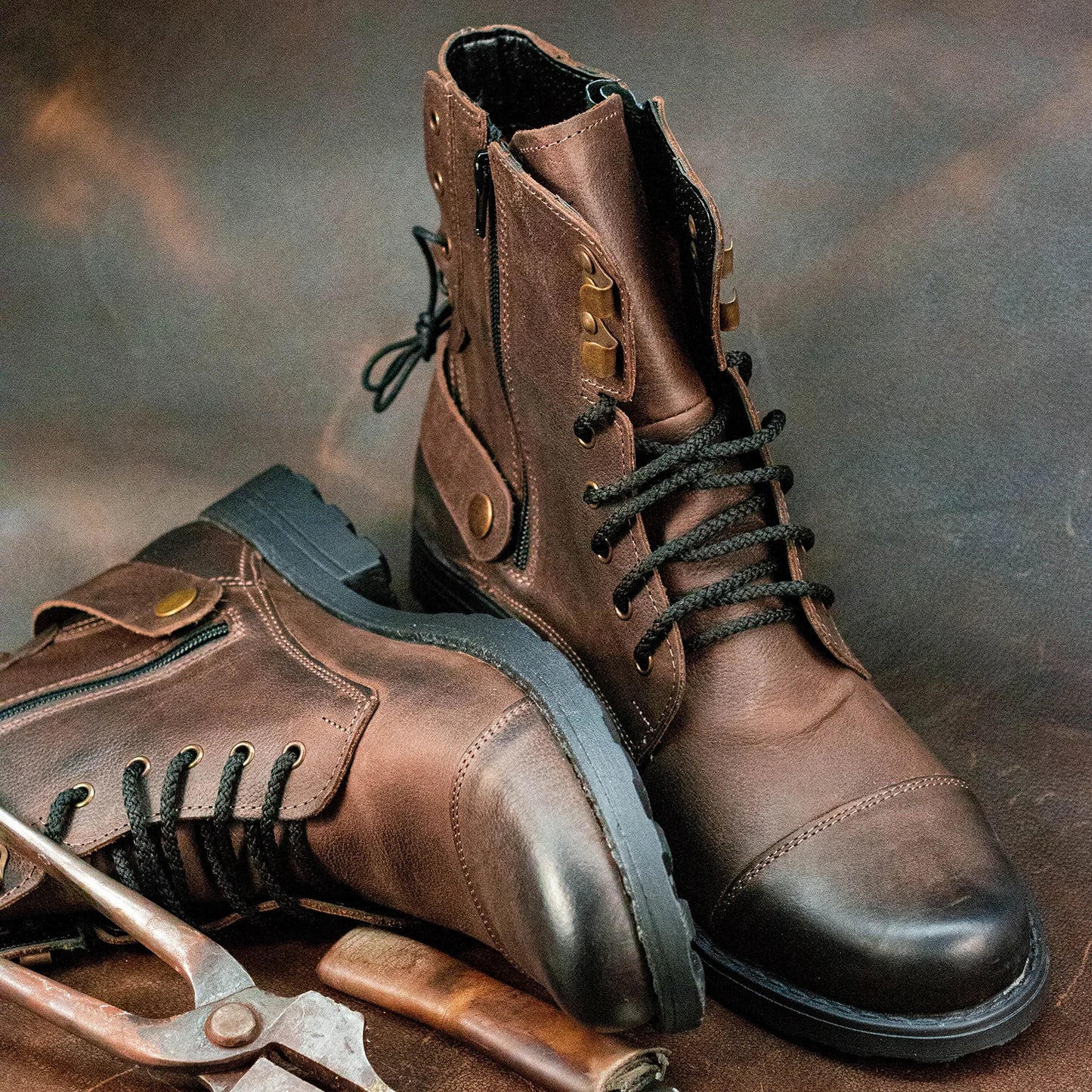 Handmade Brown Leather Men’s Boots – Maron | KarolShoes