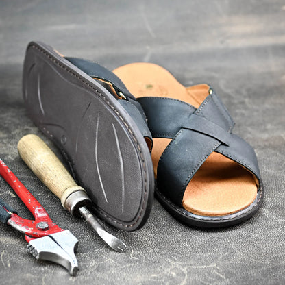 Pánské kožené pantofle Nero – ručně šité černé | KarolShoes