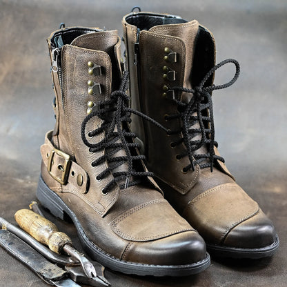 Motocyklové boty All Ride Sonny Hnědé – ručně šité z italské kůže | KarolShoes