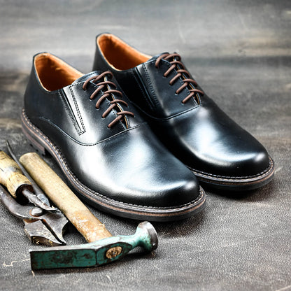 Pánské kožené derby polobotky Dario – ručně šité černé | KarolShoes