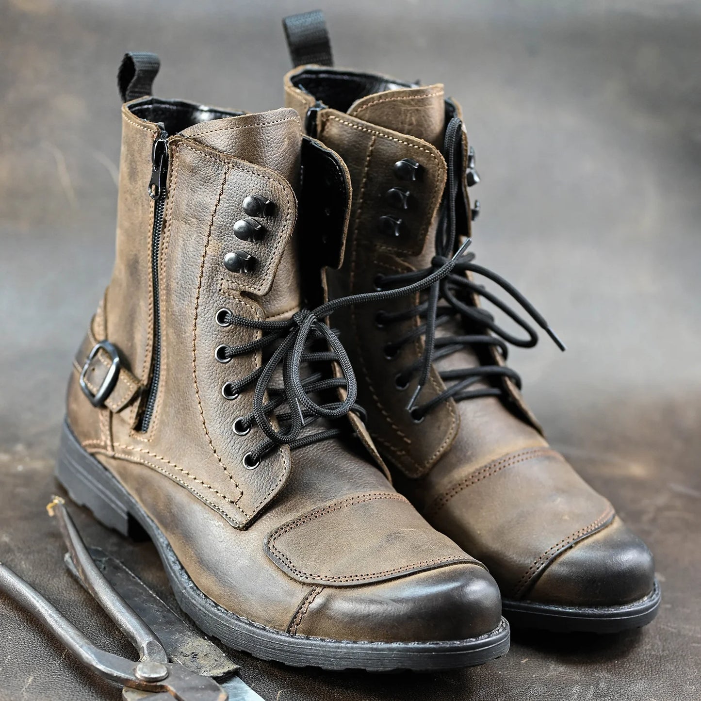 Motocyklové boty All Ride Blake Hnědé – ručně šité z italské kůže | KarolShoes