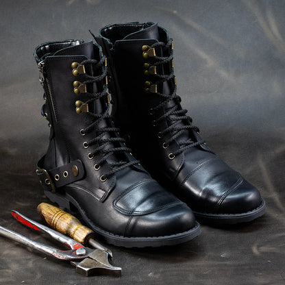 Motocyklové boty All Ride Sonny – ručně šité černé boty z italské kůže | KarolShoes