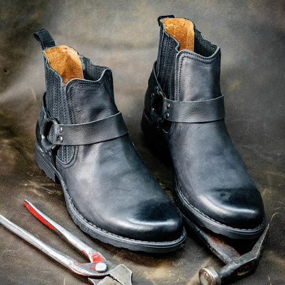 Pánské kožené boty Aston – ručně šité černé kowbojské boty | KarolShoes