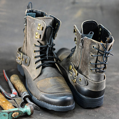 Brown Leather Men’s Motorcycle Boots – Chad | KarolShoes