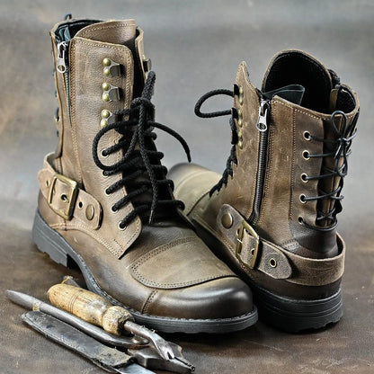 Motocyklové boty All Ride Sonny Hnědé – ručně šité z italské kůže | KarolShoes