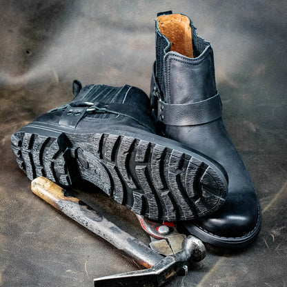 Pánské kožené boty Aston – ručně šité černé kowbojské boty | KarolShoes