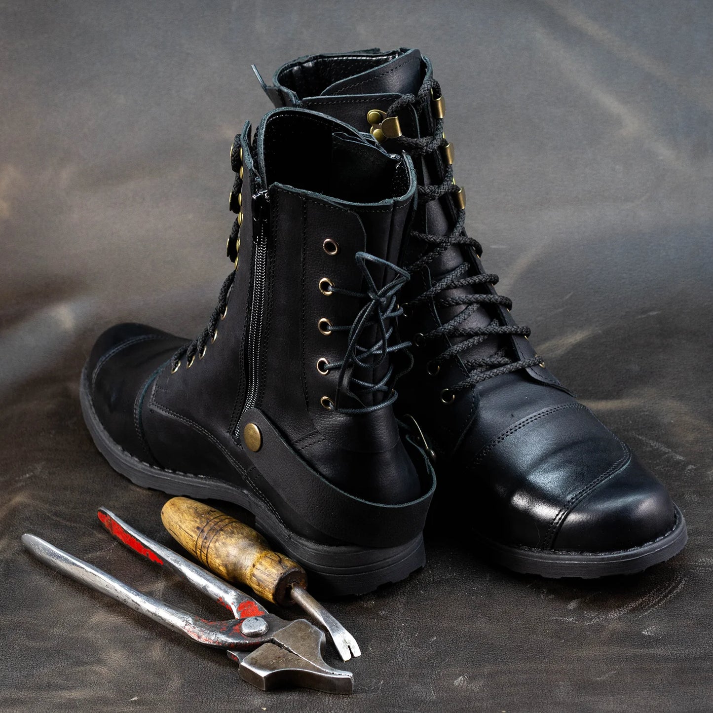 Motocyklové boty All Ride Sonny – ručně šité černé boty z italské kůže | KarolShoes