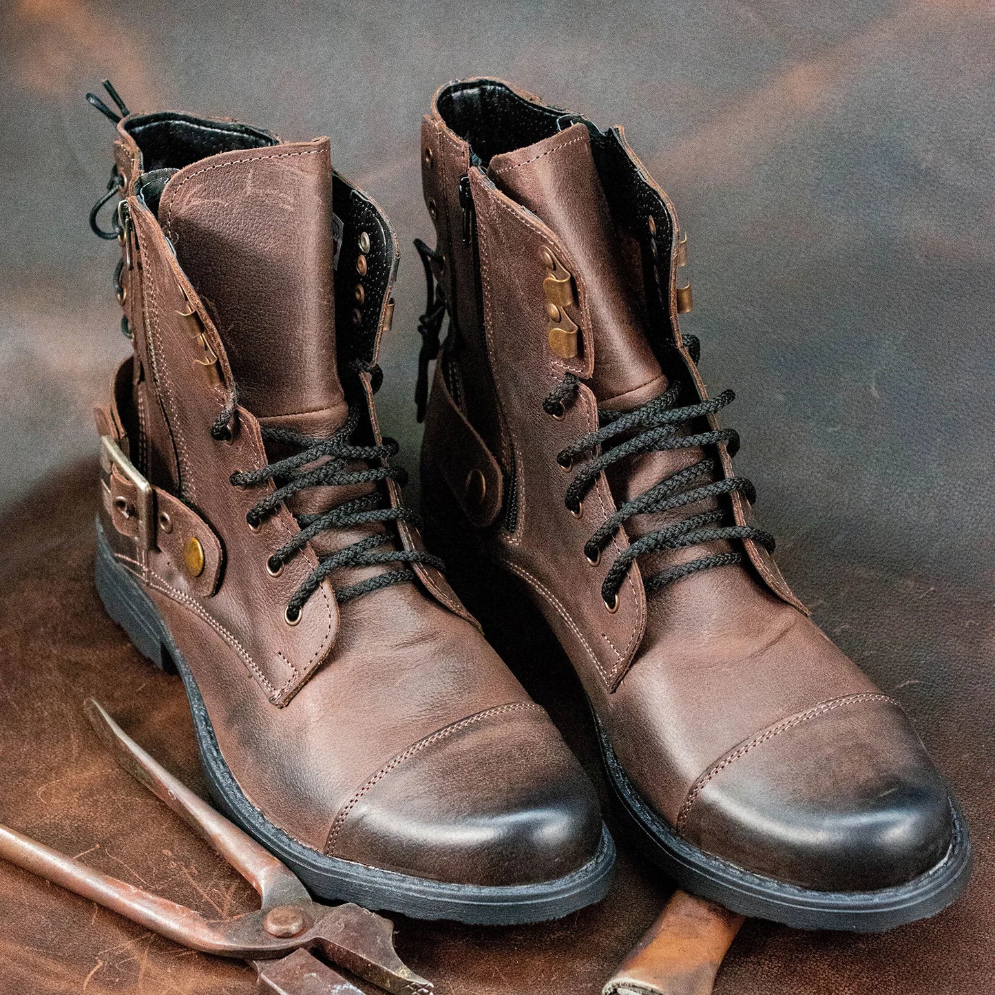 Handmade Brown Leather Men’s Boots – Maron | KarolShoes