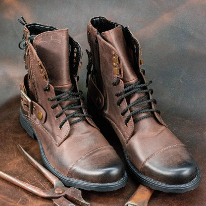 Handmade Brown Leather Men’s Boots – Maron | KarolShoes