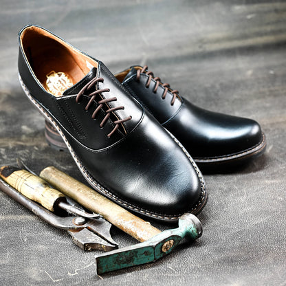 Pánské kožené derby polobotky Dario – ručně šité černé | KarolShoes