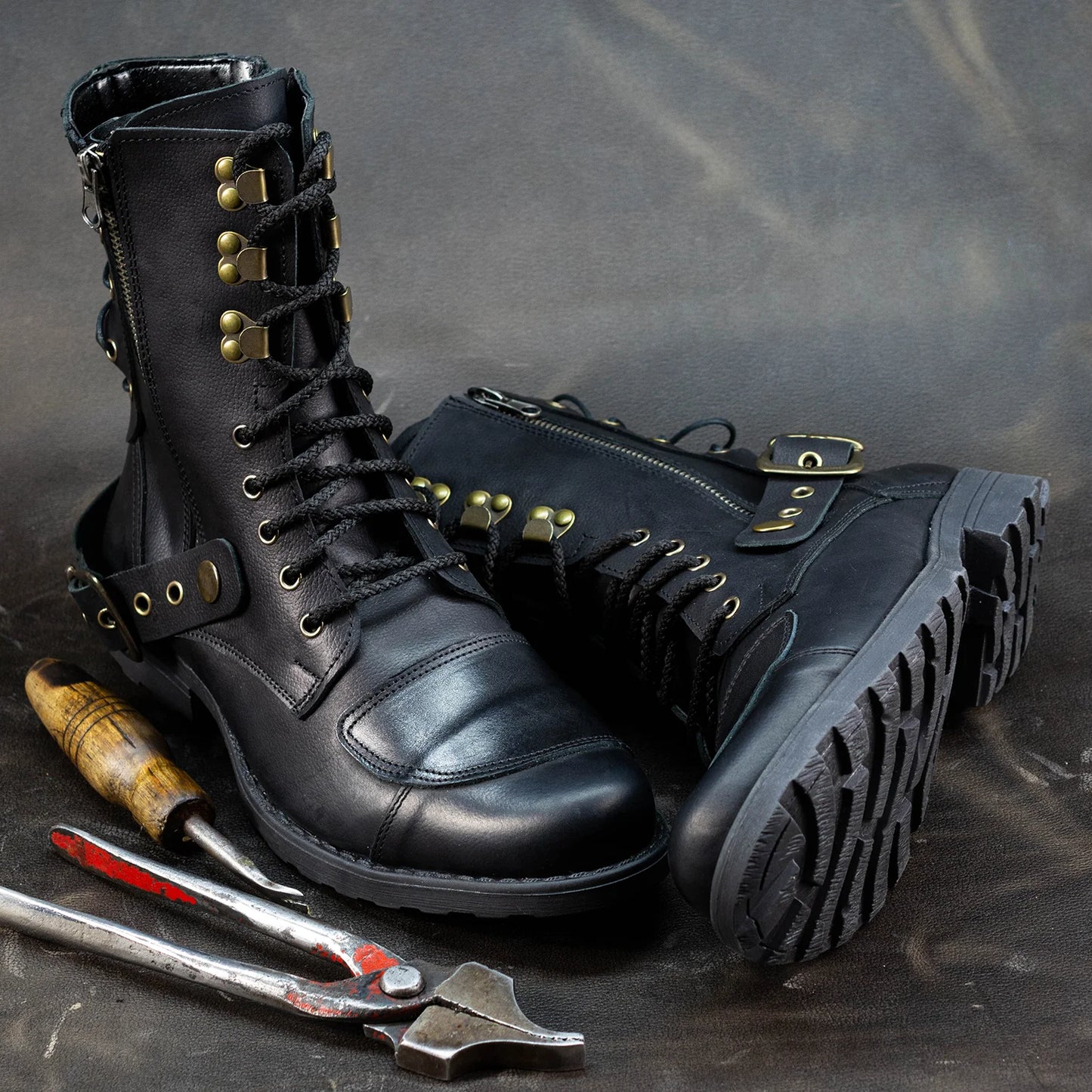 Motocyklové boty All Ride Sonny – ručně šité černé boty z italské kůže | KarolShoes