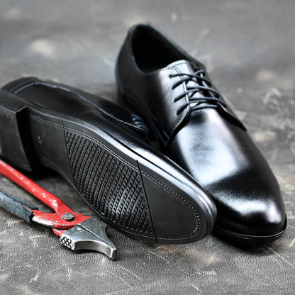 Pánské kožené derby polobotky Milano – ručně šité černé | KarolShoes