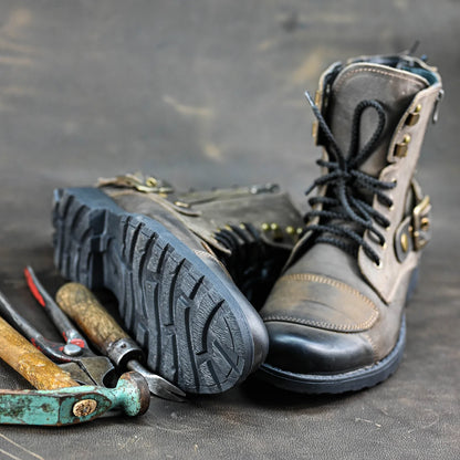 Brown Leather Men’s Motorcycle Boots – Chad | KarolShoes