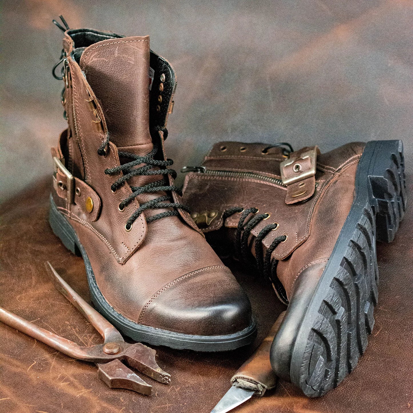 Handmade Brown Leather Men’s Boots – Maron | KarolShoes