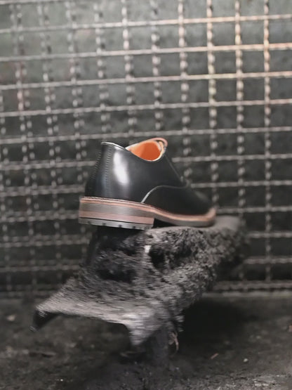 Pánské kožené derby polobotky Dario – ručně šité černé | KarolShoes