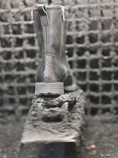 Pánské kožené boty Landon Černé – ručně šité vysoké boty z italské kůže | KarolShoes